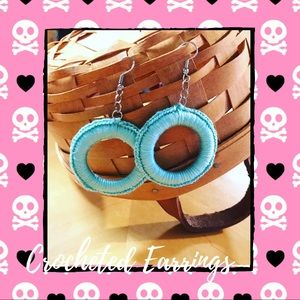 Crocheted Mint Colored Circle Earrings